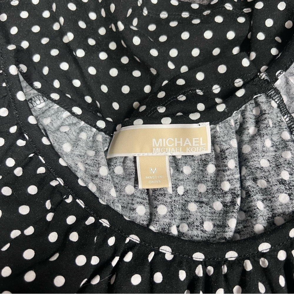 Michael Kors Women's Ruffle 1/4 Sleeve Polka Dot Blouse Black Size M - Picture 9 of 9